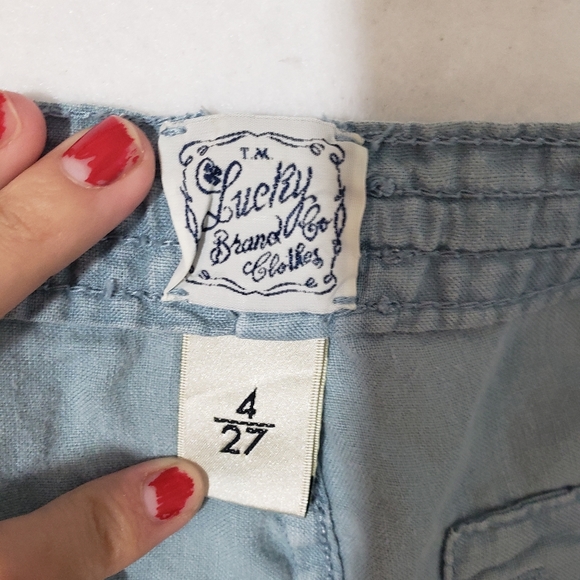 LUCKY BRAND Linen Shorts BLUE ADJUSTABLE length LINEN SHORTS size 4/27 C… - Picture 10 of 11